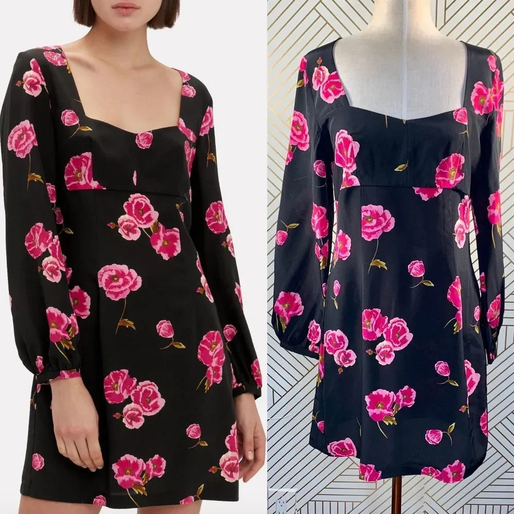 Intermix‎ Bernice Floral Mini Dress in Black